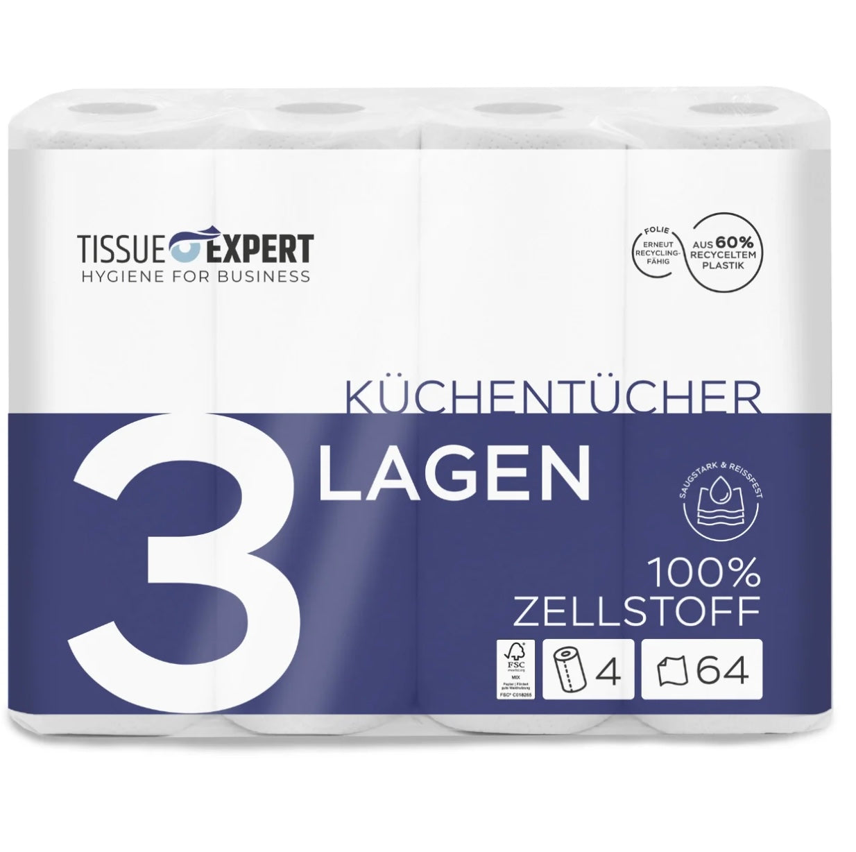 Küchenrolle 3-Lagig aus 100% Zellstoff