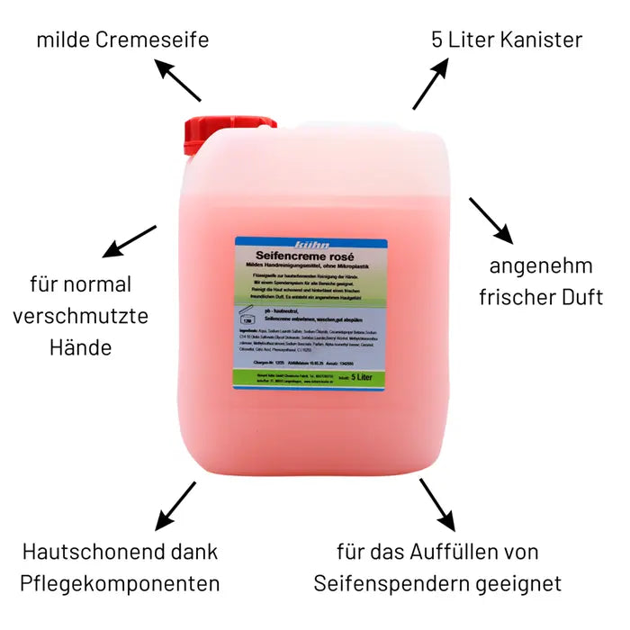 Kühn Seifencreme rosé 5 Liter, Flüssigseife im Nachfüll-Kanister
