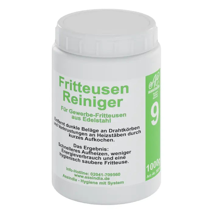 Assindia Fritteusenreiniger-Pulver 1 kg, Hochaktives Pulver für Fritteusen aus Edelstahl