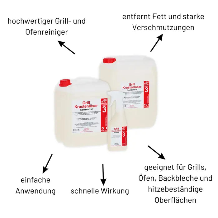 Assindia Grillreiniger bei Eingebranntem und Fett 5 Liter Kanister, Gastro-Standard gegen hartnäckigste Fettkrusten