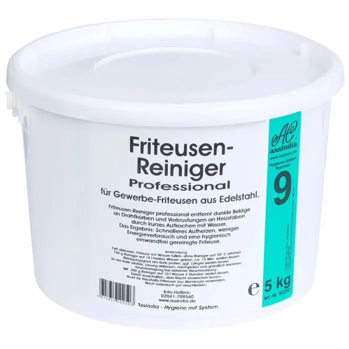 Assindia Fritteusenreiniger-Pulver 5 kg, Hochaktives Pulver für Fritteusen aus Edelstahl