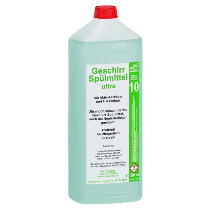 Assindia Geschirrspülmittel Ultra, 1000 ml, mit Aktiv-Fettlöser und Hautschutz