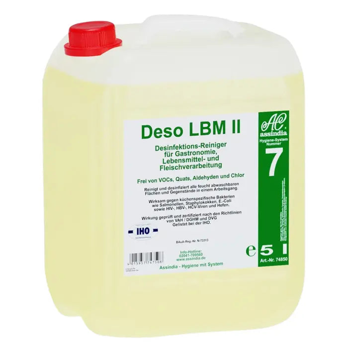 Assindia Deso LBM II Desinfektionsreiniger 5 Liter Kanister, Desinfektionskonzentrat für die Lebensmittelindustrie