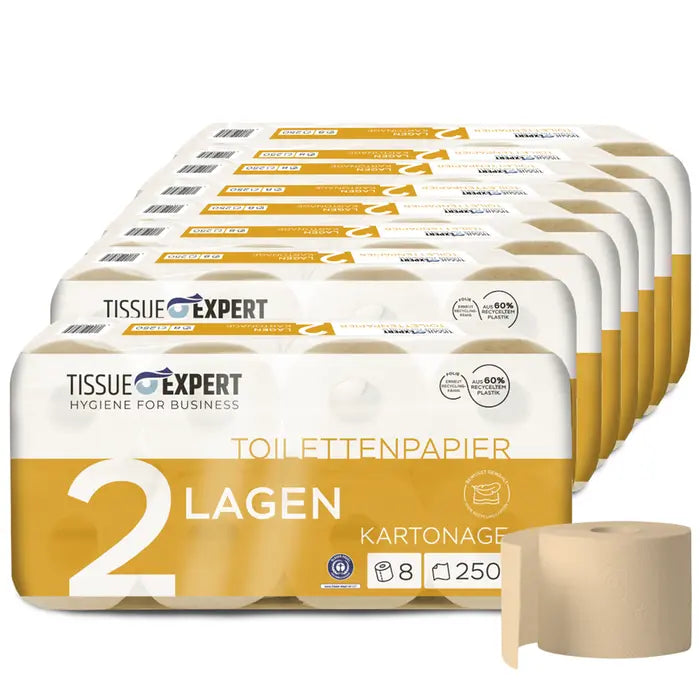 Tissue Expert Toilettenpapier Kartonage 2-lagig, 64 Rollen à 250 Blatt