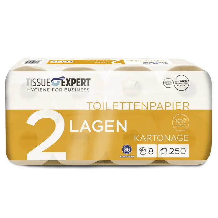 Tissue Expert Toilettenpapier Kartonage 2-lagig, 64 Rollen à 250 Blatt