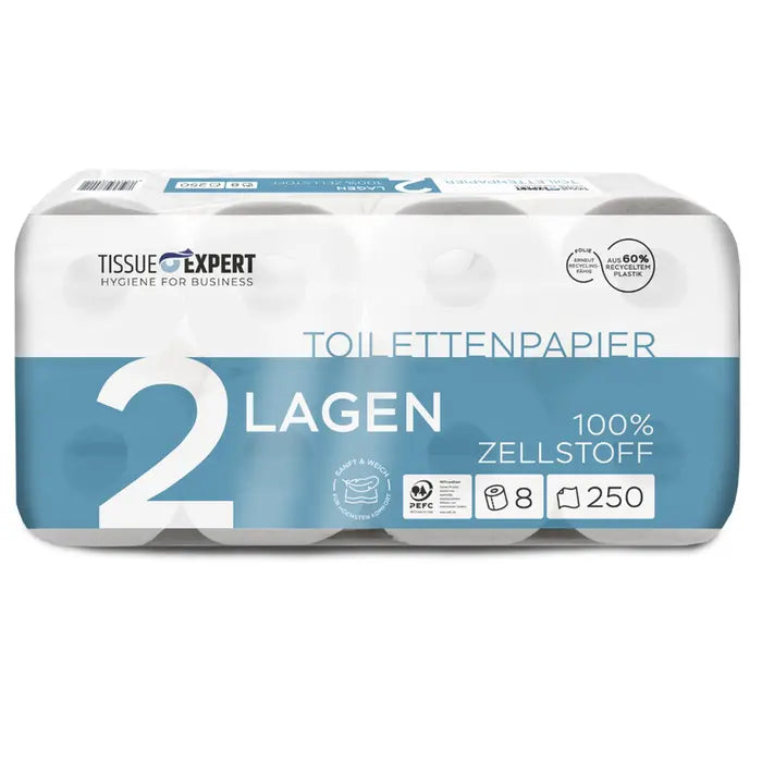 Tissue Expert Toilettenpapier 2-lagig, 64 Rollen à 250 Blatt
