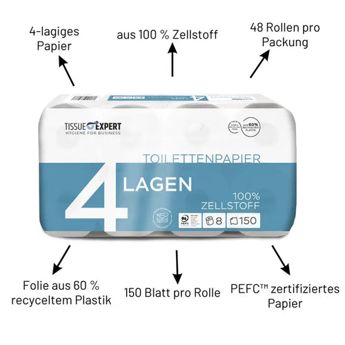 Tissue Expert Toilettenpapier 4-lagig, 48 Rollen à 150 Blatt