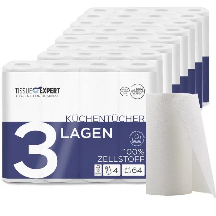 Tissue Expert Küchentücher 3-lagig, 32 Rollen à 64 Blatt
