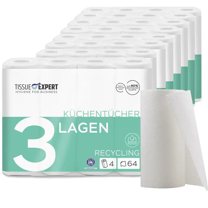 Tissue Expert Küchentücher Recycling 3-lagig, 32 Rollen à 64 Blatt