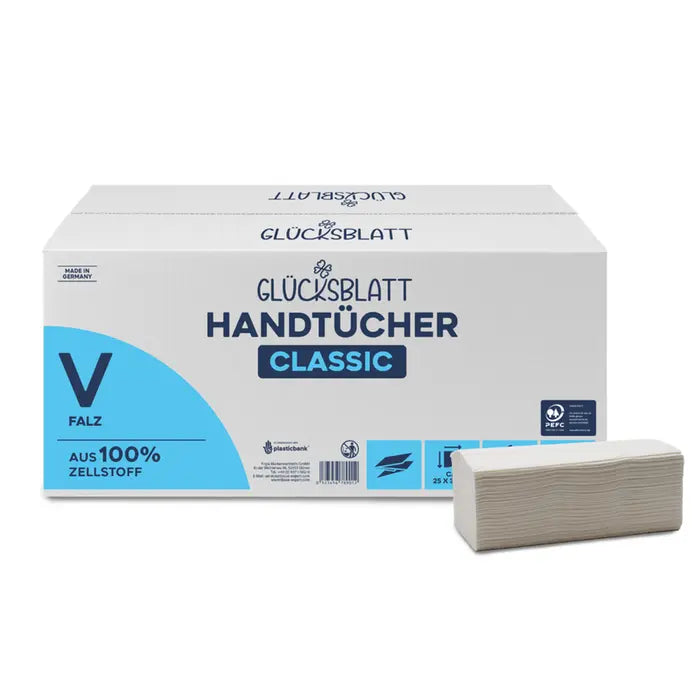 Glücksblatt Handtücher Classic, 4800 Blatt, 1-lagig, 25x23 cm, V-Falz