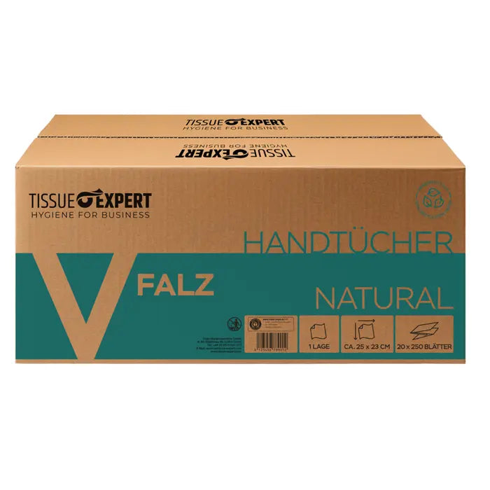 Tissue Expert Handtücher Recycling 1-lagig V-Falz, 5000 Blatt, 25x23 cm