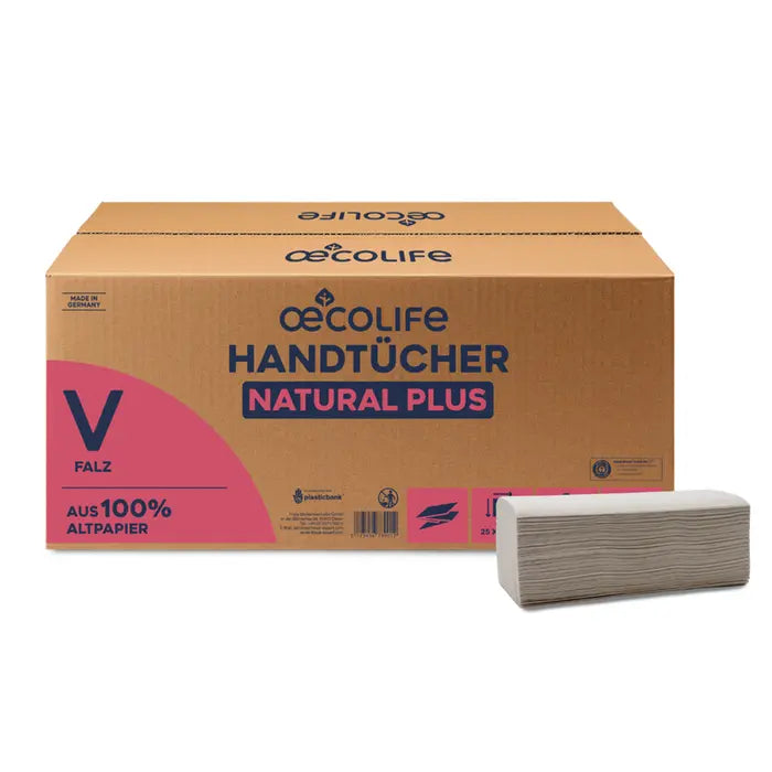 oecolife Handtücher Recycling 2-lagig V-Falz, 3120 Blatt, 25 x 33 cm