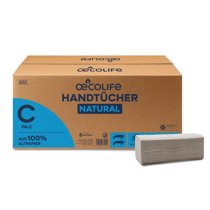oecolife Handtücher Recycling 1-lagig C-Falz klein, 3120 Blatt, 25x33 cm
