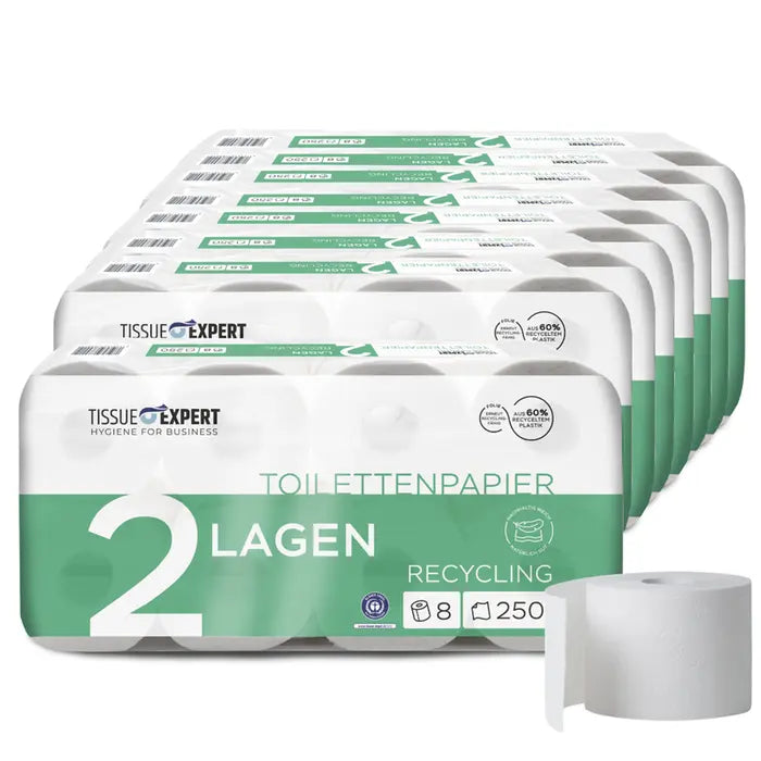 Tissue Expert Toilettenpapier Recycling 2-lagig, 64 Rollen à 250 Blatt, 2-lagig