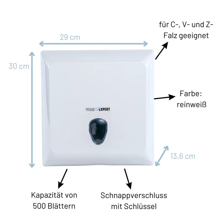 Tissue Expert Papierhandtuchspender Klein, praktischer Spender für alle Falzarten