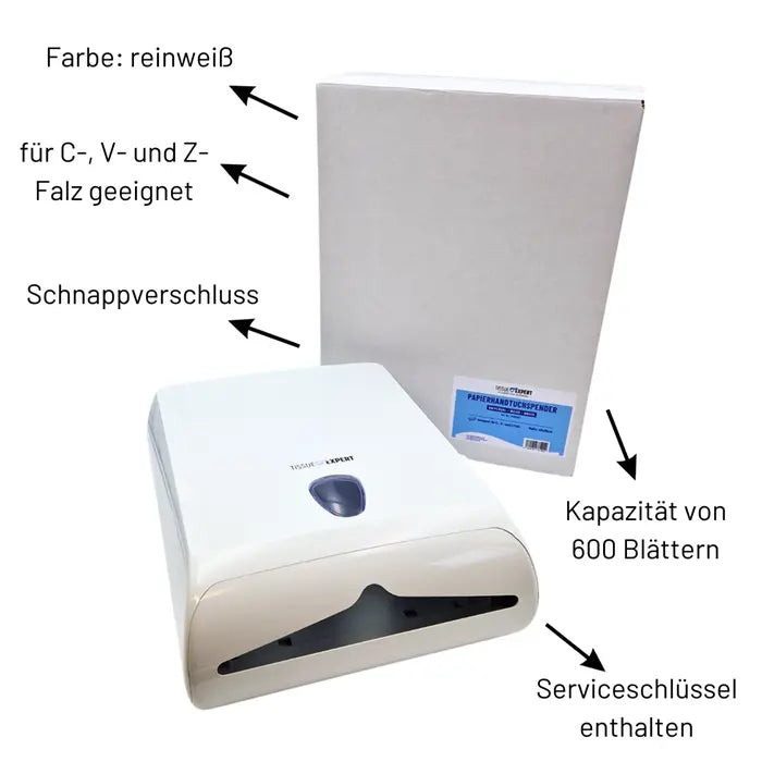 Tissue Expert Papierhandtuchspender Groß, praktischer Spender für alle Falzarten