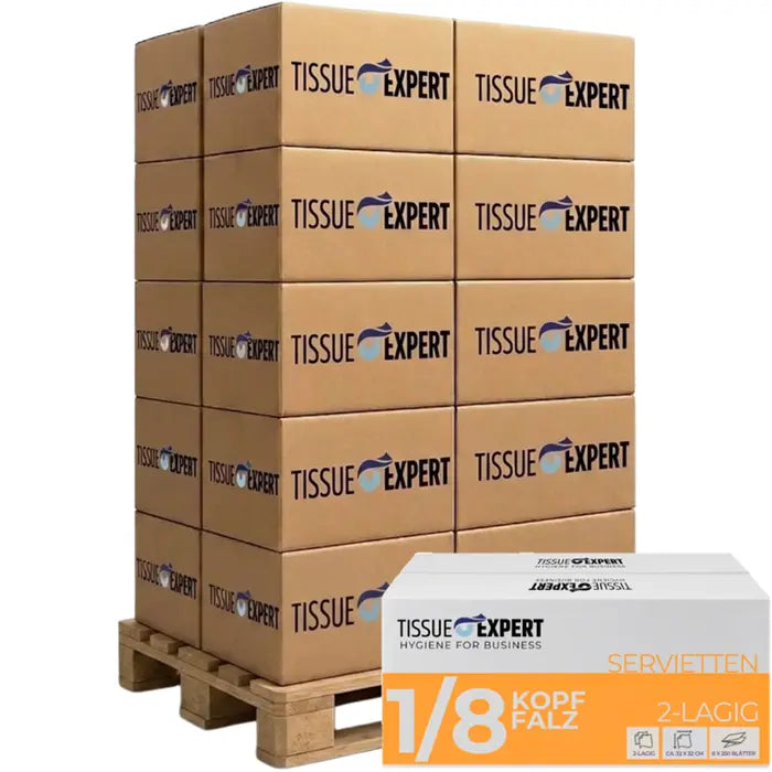 Palette Tissue Expert Servietten 2-lagig 1/8-Kopffalz, 96.000 Stück, 32 x 32 cm, weiß