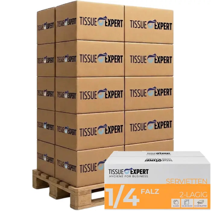 Palette Tissue Expert Servietten 2-lagig 1/4-Falz, 96.000 Stück, 32 x 32 cm, weiß