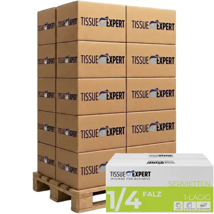 Palette Tissue Expert Servietten 1-lagig 1/4-Falz, ab 180.000 Stück, 32 x 32 cm, weiß