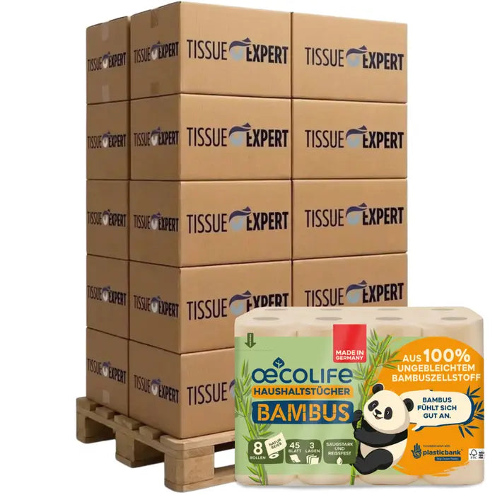 Palette oecolife Küchentücher Bambus, 672 Rollen à 45 Blatt