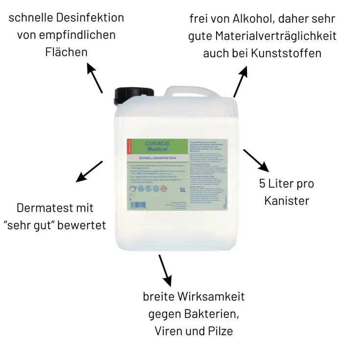 Curacid Medical Desinfektionsmittel 5 Liter, 5 Liter Kanister alkoholfreie Flüssigdesinfektion