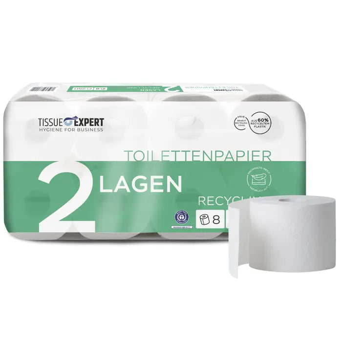 Tissue Expert Toilettenpapier Recycling 2-lagig, 64 Rollen à 250 Blatt, 2-lagig