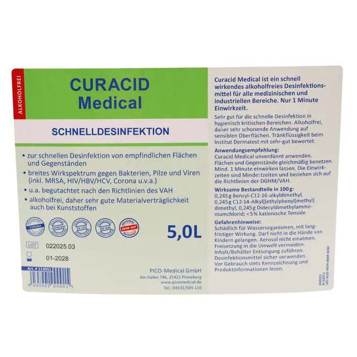 Curacid Medical Desinfektionsmittel 5 Liter, 5 Liter Kanister alkoholfreie Flüssigdesinfektion