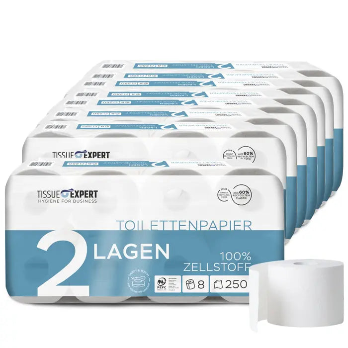 Tissue Expert Toilettenpapier 2-lagig, 64 Rollen à 250 Blatt