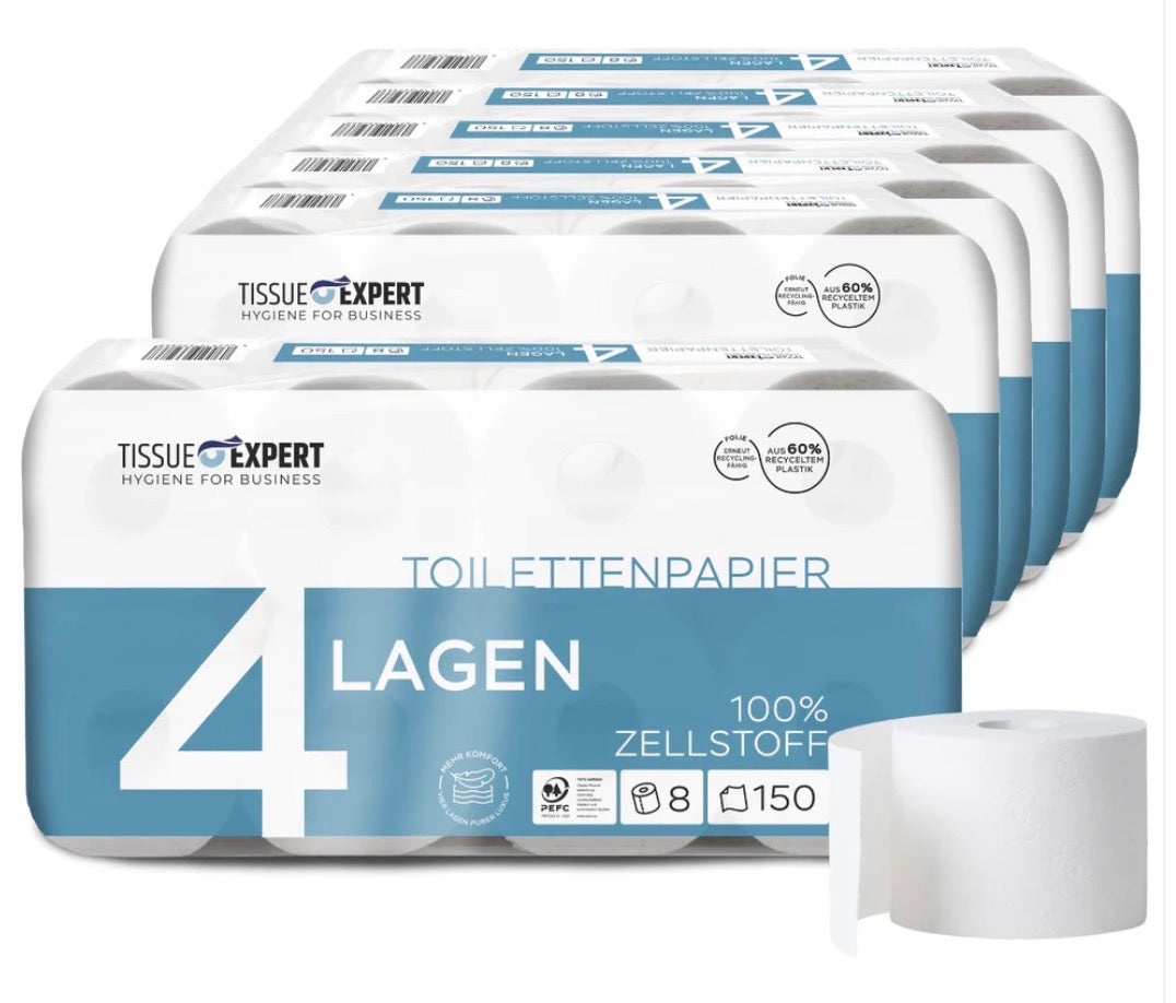 Toilettenpapier 4-Lagig aus 100% Zellstoff