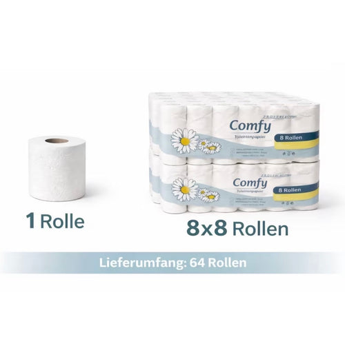 Comfy XXL Vorratspack – 64 Rollen Toilettenpapier, 3-lagig
